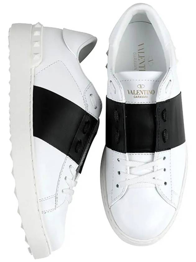 Men's Hidden Open Band Low Top Sneakers White Black - VALENTINO - BALAAN 3