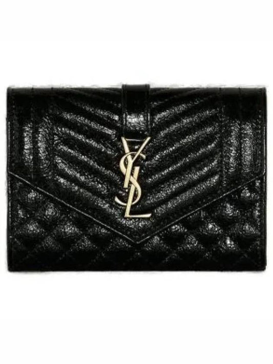 Matelasse Envelope Small Half Wallet Black - SAINT LAURENT - BALAAN 2