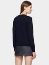 Women's Embroidered Logo Pullover Cotton Knit Top Black Navy - A.P.C. - BALAAN 5