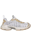 Vibe White Mesh Printed Oblique Motif Low Top Sneaker Gold Silver - DIOR - BALAAN 1