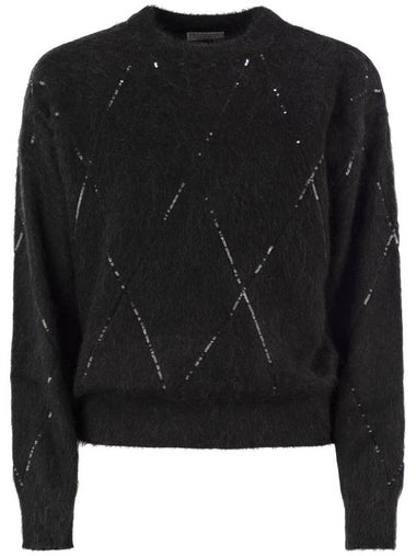 Mohair, wool, cashmere and silk sweater with Dazzling Argyle embroidery - BRUNELLO CUCINELLI - BALAAN 1