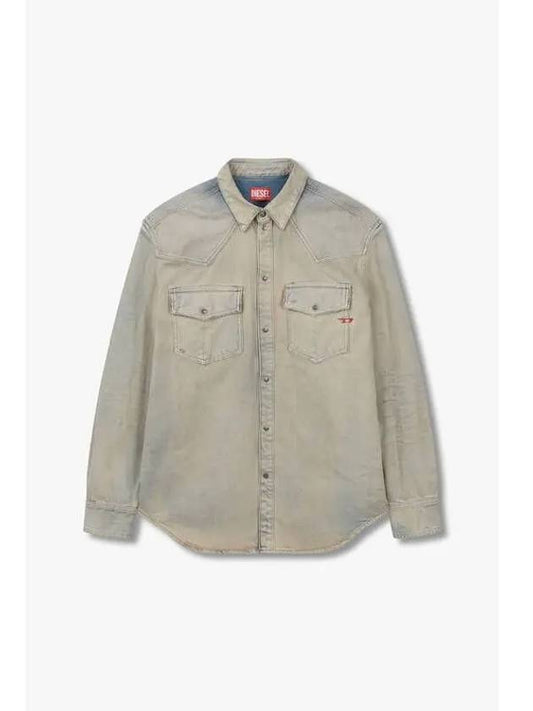 Men s Snap Button Two Pocket Denim Shirt Beige - DIESEL - BALAAN 1