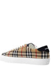 Men's Vintage Check Leather Low Top Sneakers Archive Beige - BURBERRY - BALAAN.