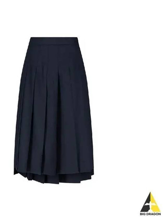 Women s Drop Back Pleated Wool Skirt Navy FGC400V 00626 - THOM BROWNE - BALAAN 1