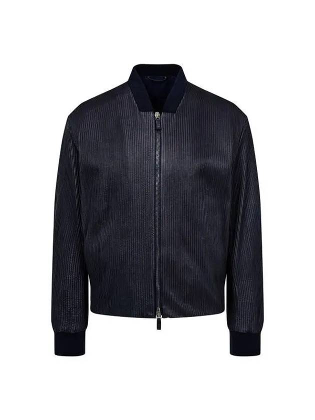 Men s Pinching Striped Leather Jacket Black - GIORGIO ARMANI - BALAAN 1