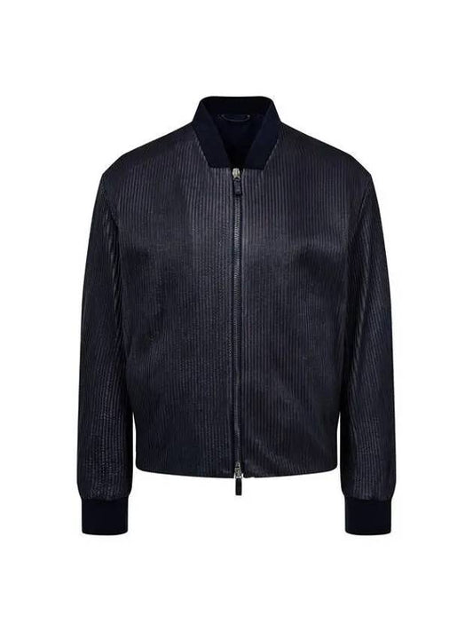 Men s Pinching Striped Leather Jacket Black - GIORGIO ARMANI - BALAAN 1