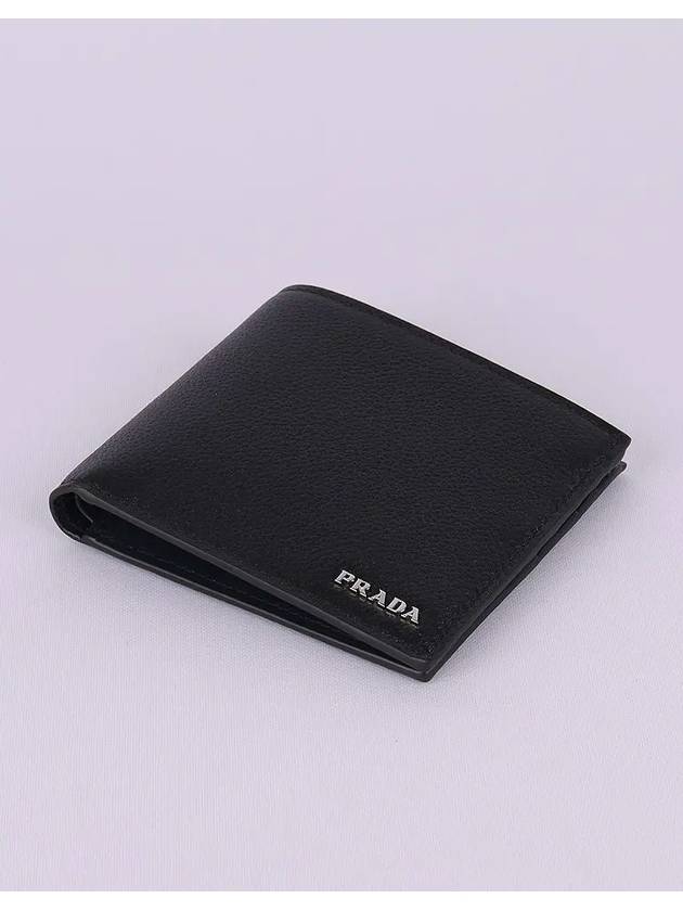 Men's Vitello Metal Logo Half Wallet Black - PRADA - BALAAN 4