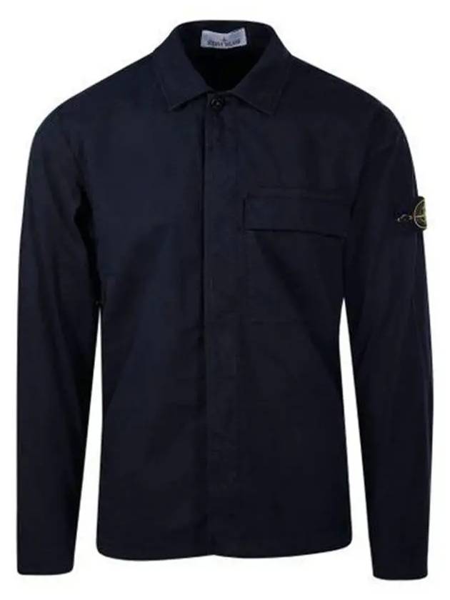 Supima Regular Fit Long Sleeve Shirt Navy - STONE ISLAND - BALAAN 2