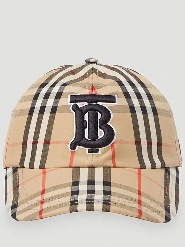 Monogram Motif Vintage Check Cotton Baseball Cap Archive Beige - BURBERRY - BALAAN 3