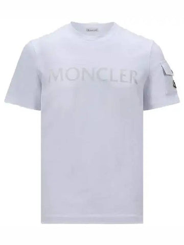 Flock logo patch round short sleeve t shirt white men 8C00054 8390T 001 - MONCLER - BALAAN 1