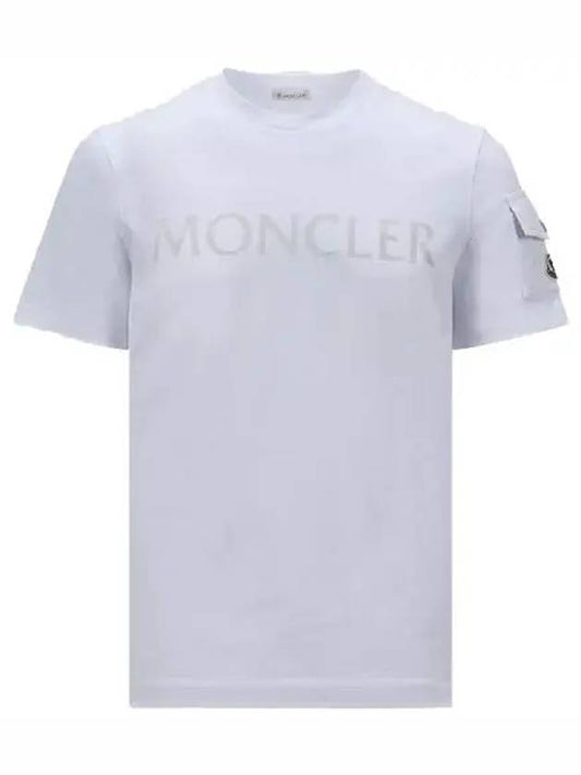 Flock logo patch round short sleeve t shirt white men 8C00054 8390T 001 - MONCLER - BALAAN 1