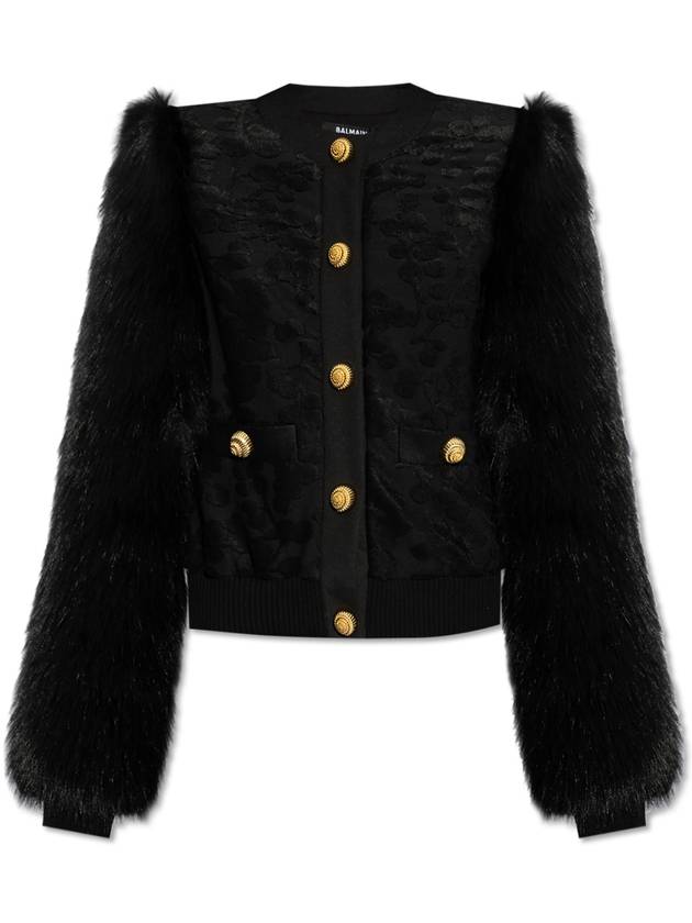 Balmain Jacket With Sleeves Finished With Faux Fur, Women's, Black - BALMAIN - BALAAN 1