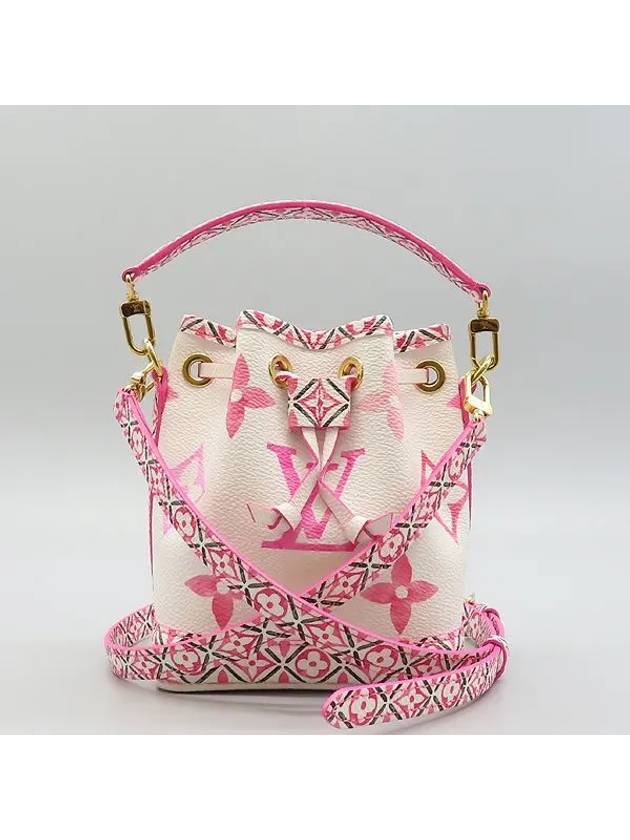 M82386 White Canvas Pink Initial Nano Noe Bucket Bag 2WAY - LOUIS VUITTON - BALAAN 2