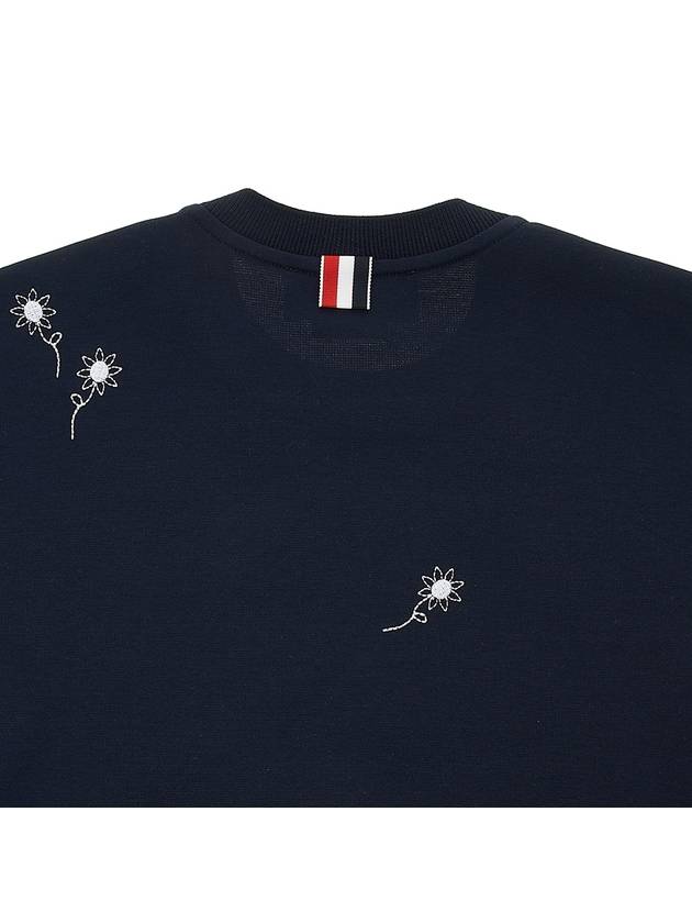 Embroidered Flower Dolman Short Sleeve T-Shirt Navy - THOM BROWNE - BALAAN 8