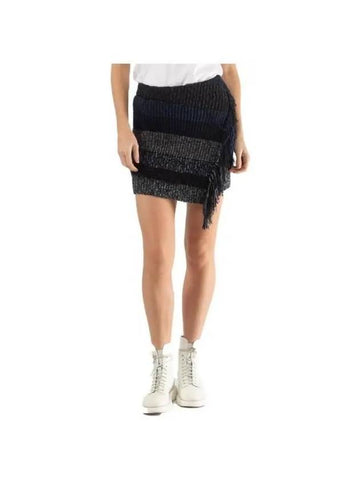 Acne Studios Asymmetric Fringe Skirt AF0409 INK BLUE BLACK - ACNE STUDIOS - BALAAN 1