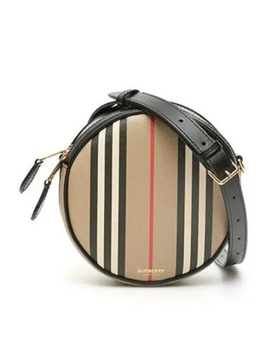 Lewis Striped Round Cross Bag Beige 271009 - BURBERRY - BALAAN 1