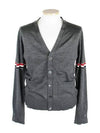 Stripe Armband Merino Wool Cardigan Grey - THOM BROWNE - BALAAN 2