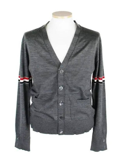 Stripe Armband Merino Wool Cardigan Grey - THOM BROWNE - BALAAN 2