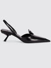 Brushed Leather Slingback Heels Black - PRADA - BALAAN 4