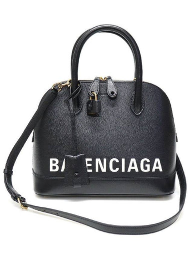 550645 Black Leather Logo Printing Bill Top Handle Small 2WAY - BALENCIAGA - BALAAN 1