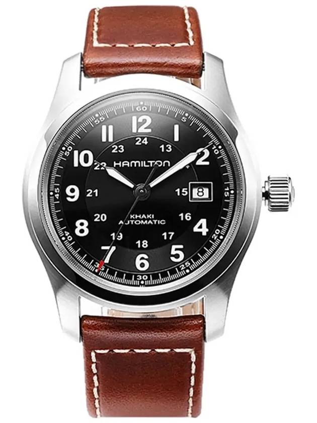 Khaki Field Leather Watch Black - HAMILTON - BALAAN 4