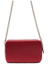 Saffiano Gold Triangular Logo Mini Chain Shoulder Bag Red - PRADA - BALAAN 5