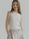 Square Neck Knit Sleeveless Off White - NOIRER FOR WOMEN - BALAAN 3