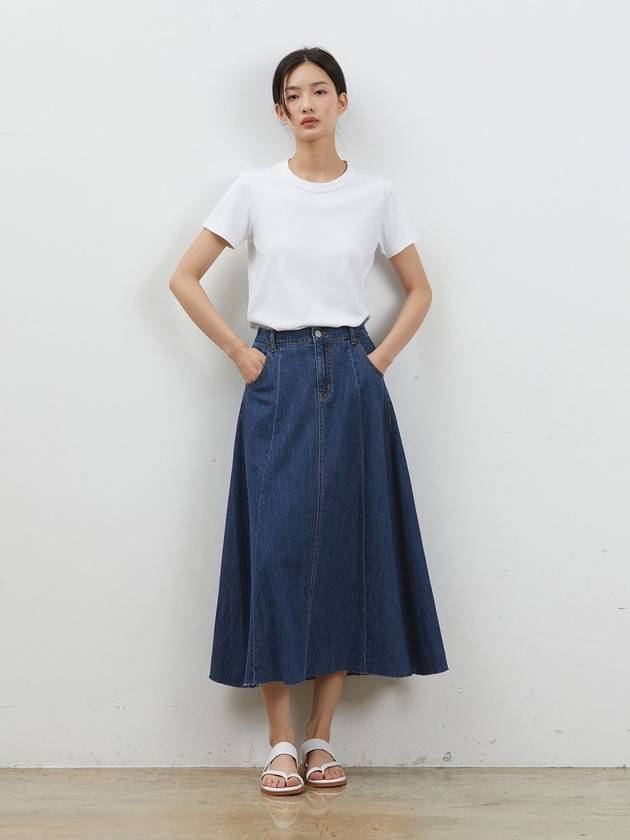 Denim edge cut flare long skirt indigo - RYUL+WAI: - BALAAN 3