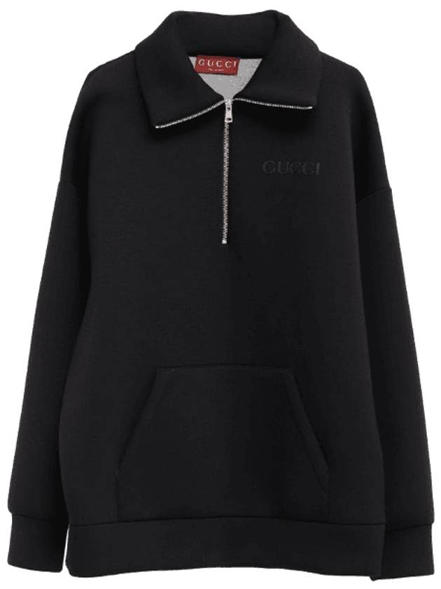 Viscose Jersey Zip Sweatshirt Black - GUCCI - BALAAN 1