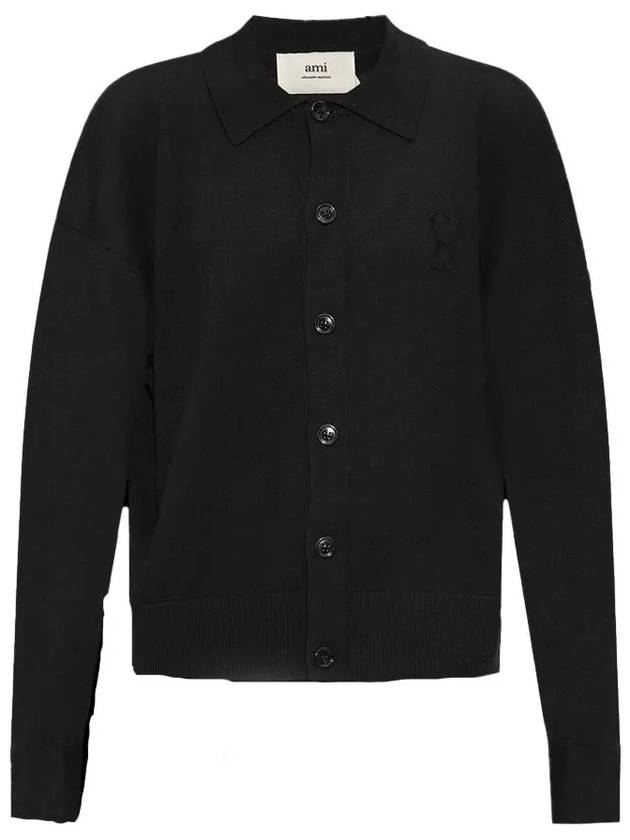 De Coeur Logo Wool Cardigan Black - AMI - BALAAN 2