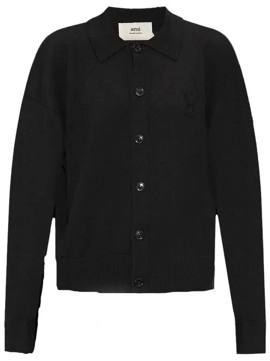 De Coeur Logo Wool Cardigan Black - AMI - BALAAN 2