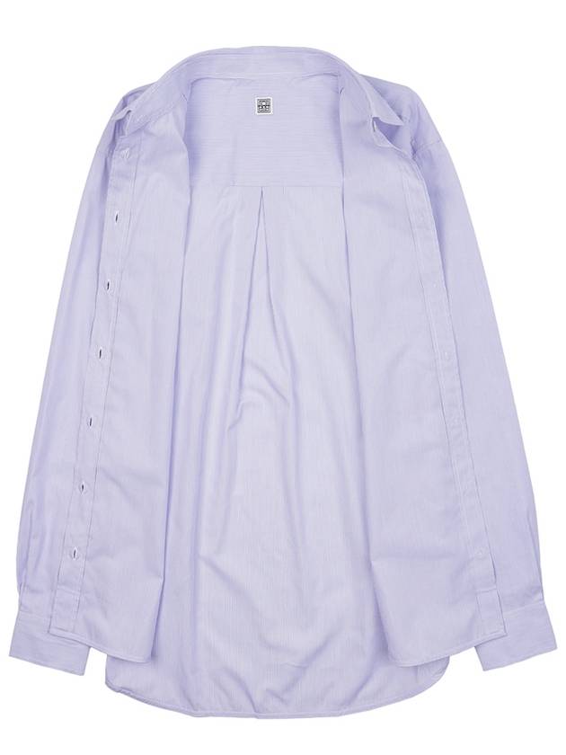 Striped Cotton Lyocell Long Sleeve Shirt Lilac - TOTEME - BALAAN 8