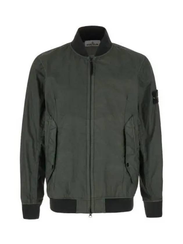 Men's Wappen Patch Zip-Up Bomber Jacket Green - STONE ISLAND - BALAAN 2