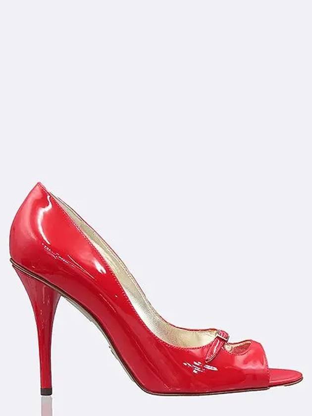 7592 Red color enamel open toe pumps women s shoes 245MM - DOLCE&GABBANA - BALAAN 4