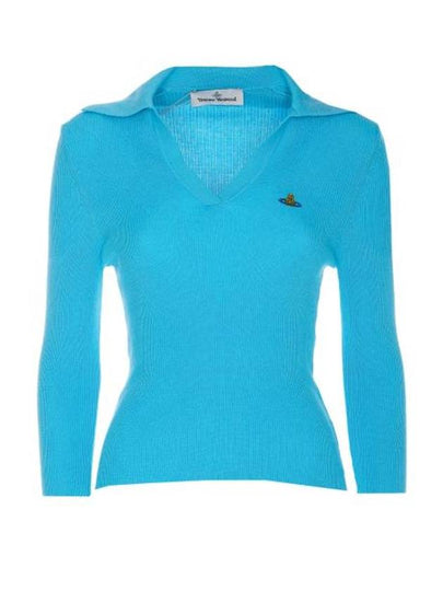 ORB Polo Cashmere Knit Top Blue - VIVIENNE WESTWOOD - BALAAN 2