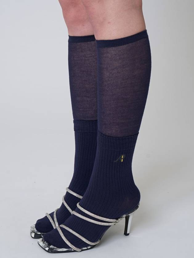 AW41AS02 Double layer knee socks_dark blue - ATHPLATFORM - BALAAN 2