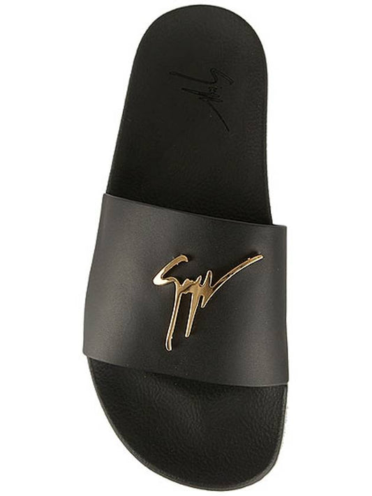 19FW RM90068 007 Gold Logo Slippers Black Men’s Shoes TR - GIUSEPPE ZANOTTI - BALAAN 1
