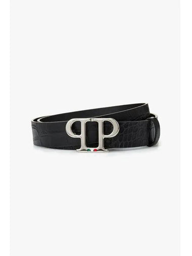 Men s Logo Buckle Krogerdile Pattern Belt Black - PHILIPP PLEIN - BALAAN 1