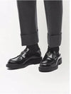 Chocolate Brushed Leather Loafers Black - PRADA - BALAAN 3