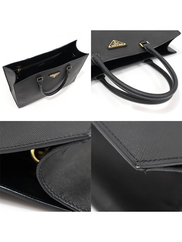 1BA335 Black Saffiano Lux Gold Plated Large Tote 2WAY - PRADA - BALAAN 6