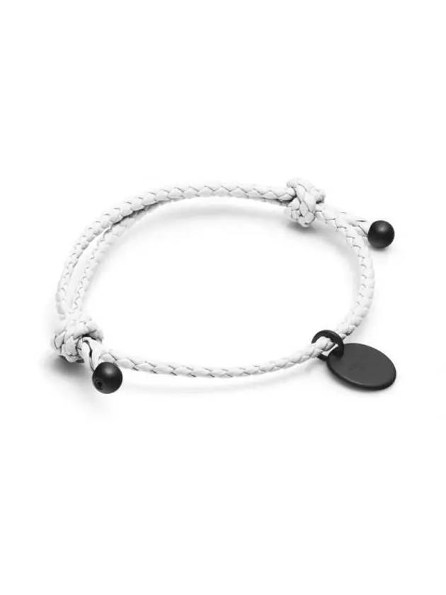 Logo Pendant Leather Bracelet White - BOTTEGA VENETA - BALAAN 3