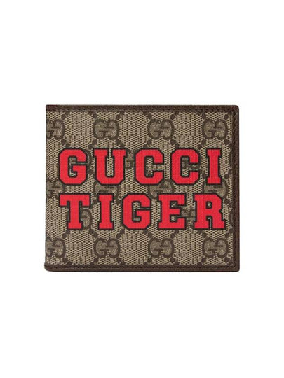 Tiger Print Canvas Half Wallet Brown - GUCCI - BALAAN 2