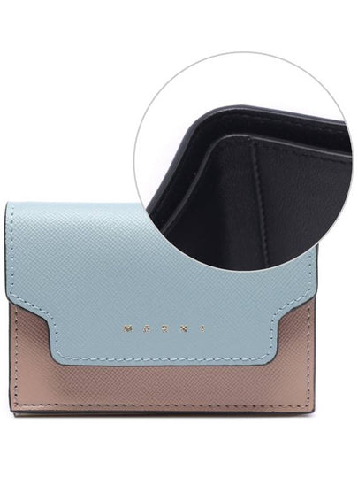 Saffiano Color Block Tri-Fold Half Wallet Blue - MARNI - BALAAN 2