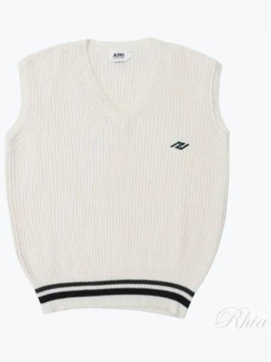 Men's Knitwear Knit Vest Vest VESM 427W WHITE - AUTRY - BALAAN 1