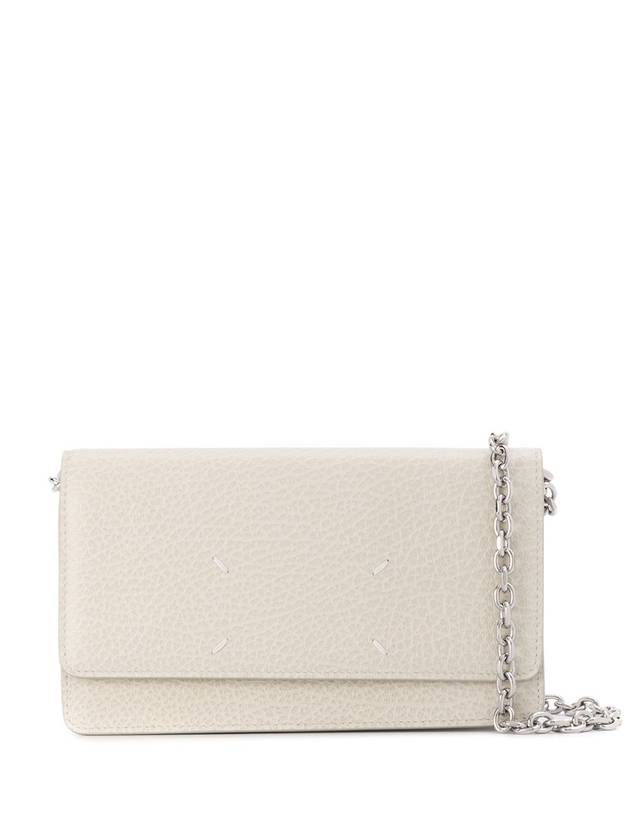 Logo Stitching Large Leather Chain Wallet Long Wallet White - MAISON MARGIELA - BALAAN.