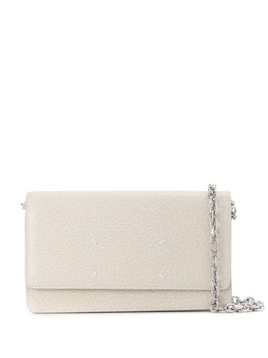 Logo Stitching Large Leather Chain Long Wallet White - MAISON MARGIELA - BALAAN 1