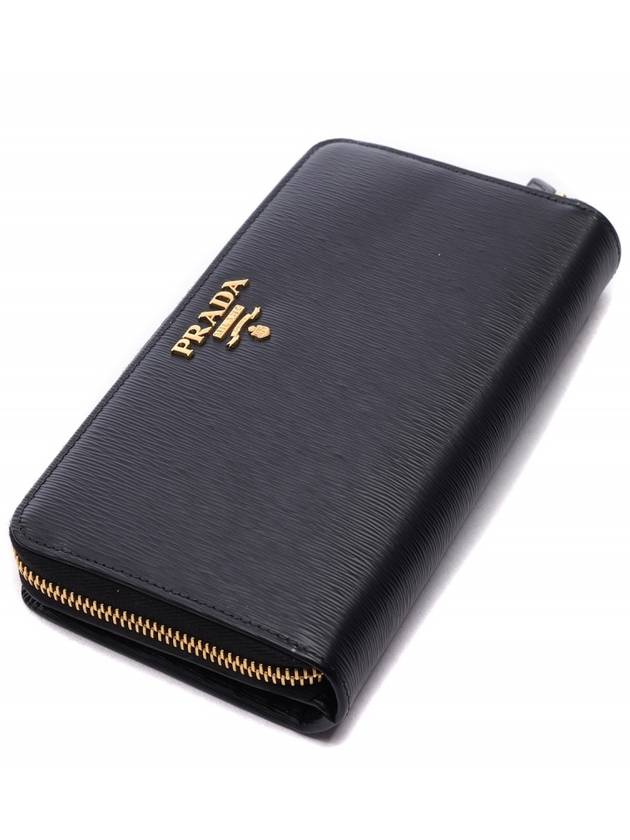 Vitello Gold Logo Zip Around Long Wallet Black - PRADA - BALAAN 6