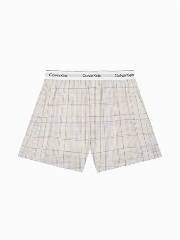 Cotton Poplin Boxer Briefs Check Ivory - CALVIN KLEIN - BALAAN 2