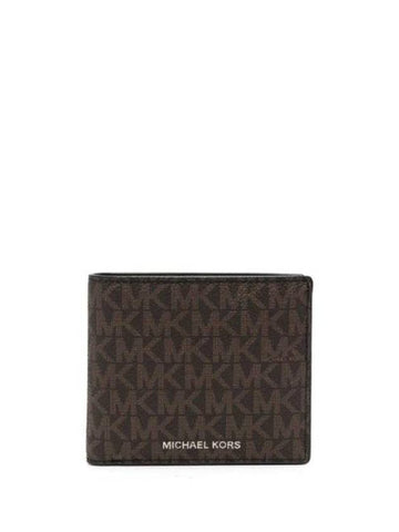 Greyson Logo Print Bifold Wallet Brown - MICHAEL KORS - BALAAN 1