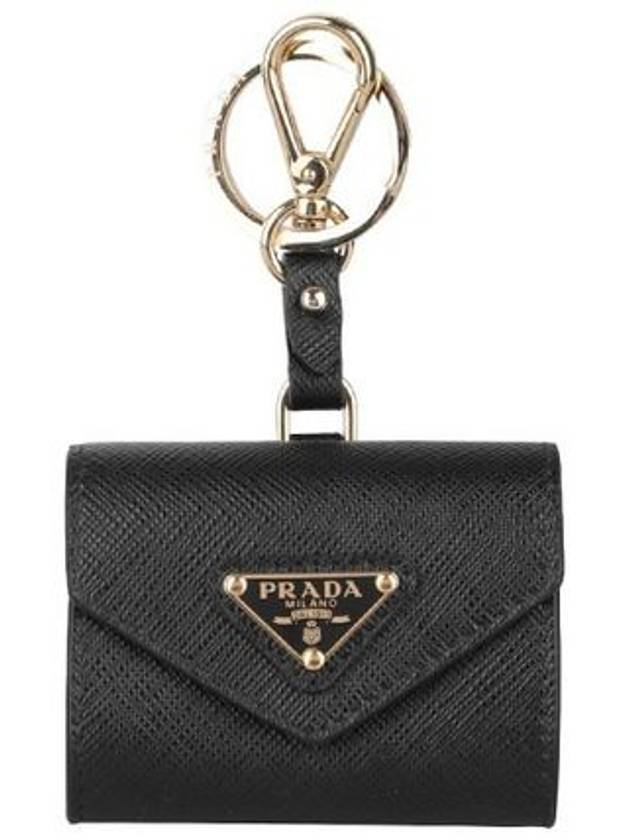 Triangle Logo Saffiano AirPod Pro Case Black - PRADA - BALAAN 1